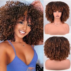 Short  Afro Kinky Synthetic Wig Mix1b/30 12 Inches